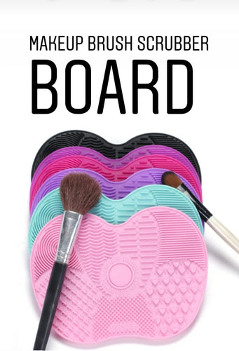 Makeup brush scrubber board